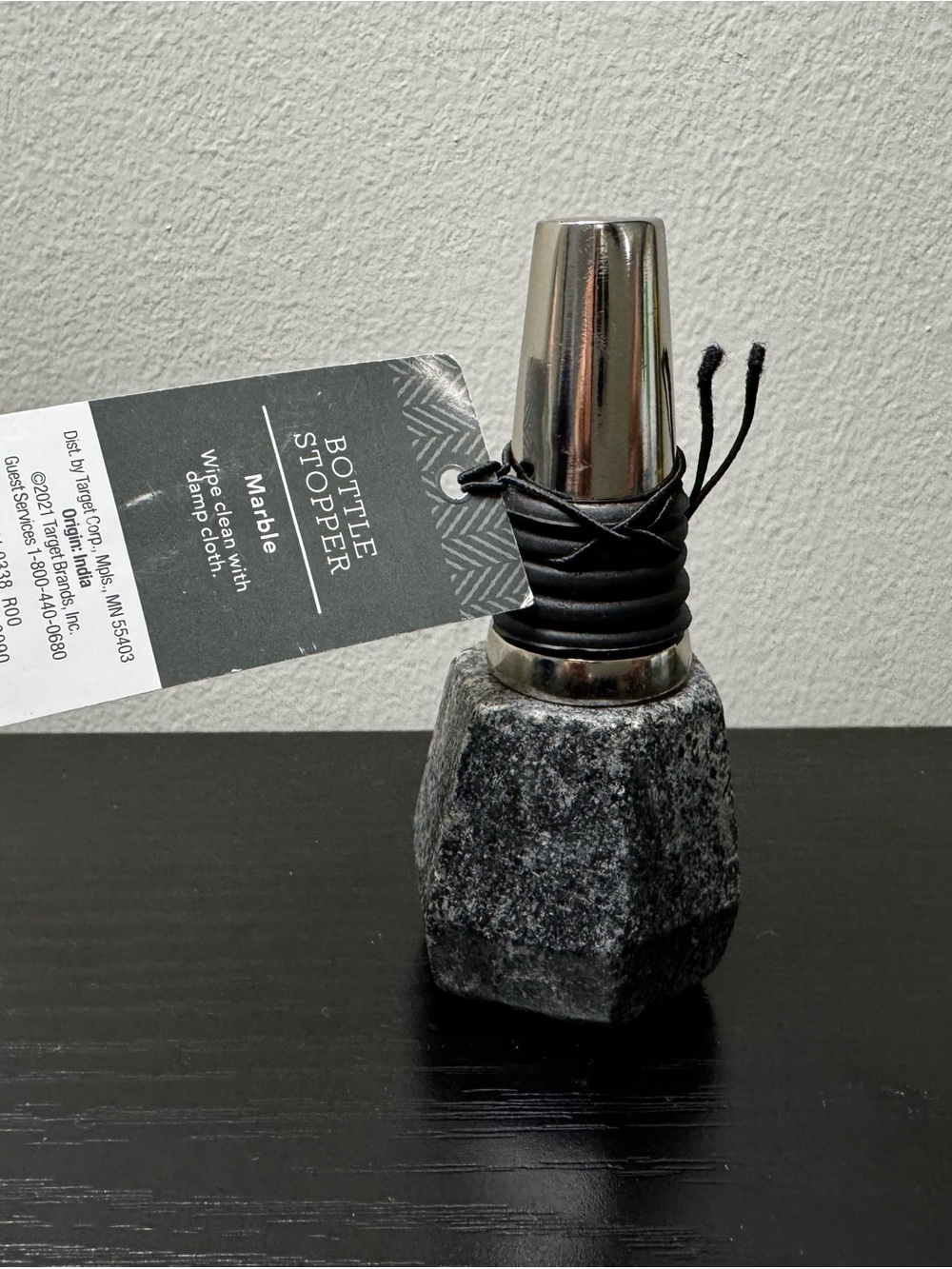 Threshold Black Granite and Silver Bottle Stopper